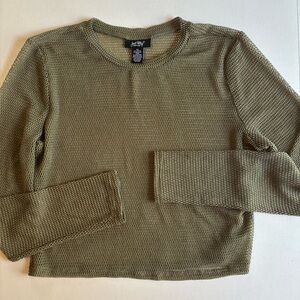 Just Polly‎ New York Women's Top Long Sleeve Sheer Green Size XL Shirt Crochet